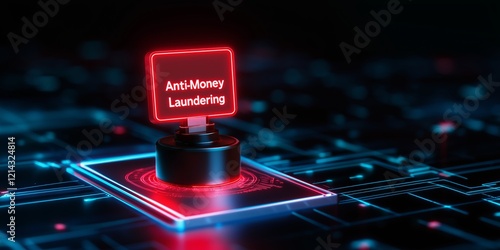 Anti-Money Laundering AML concept. Digital representation of anti-money laundering concept with neon effects.
