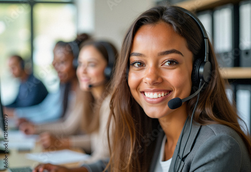 Obraz na płótnie Operatrice e operatore call center