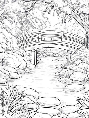 Wallpaper Mural Serene Landscape Featuring Arched Bridge Over Stream Torontodigital.ca