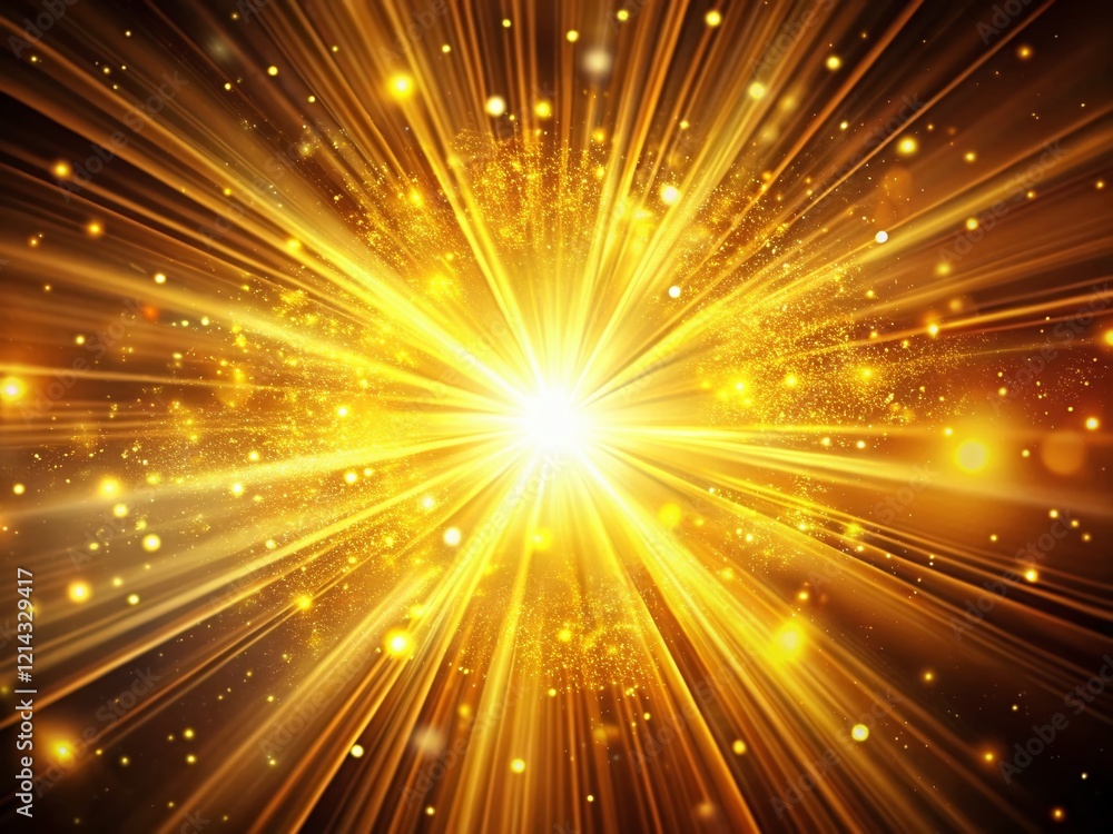 Golden Light Explosion Radiating Energy - Bright Burst Background Golden Light Explosion Radiating Energy - Bright Burst Background