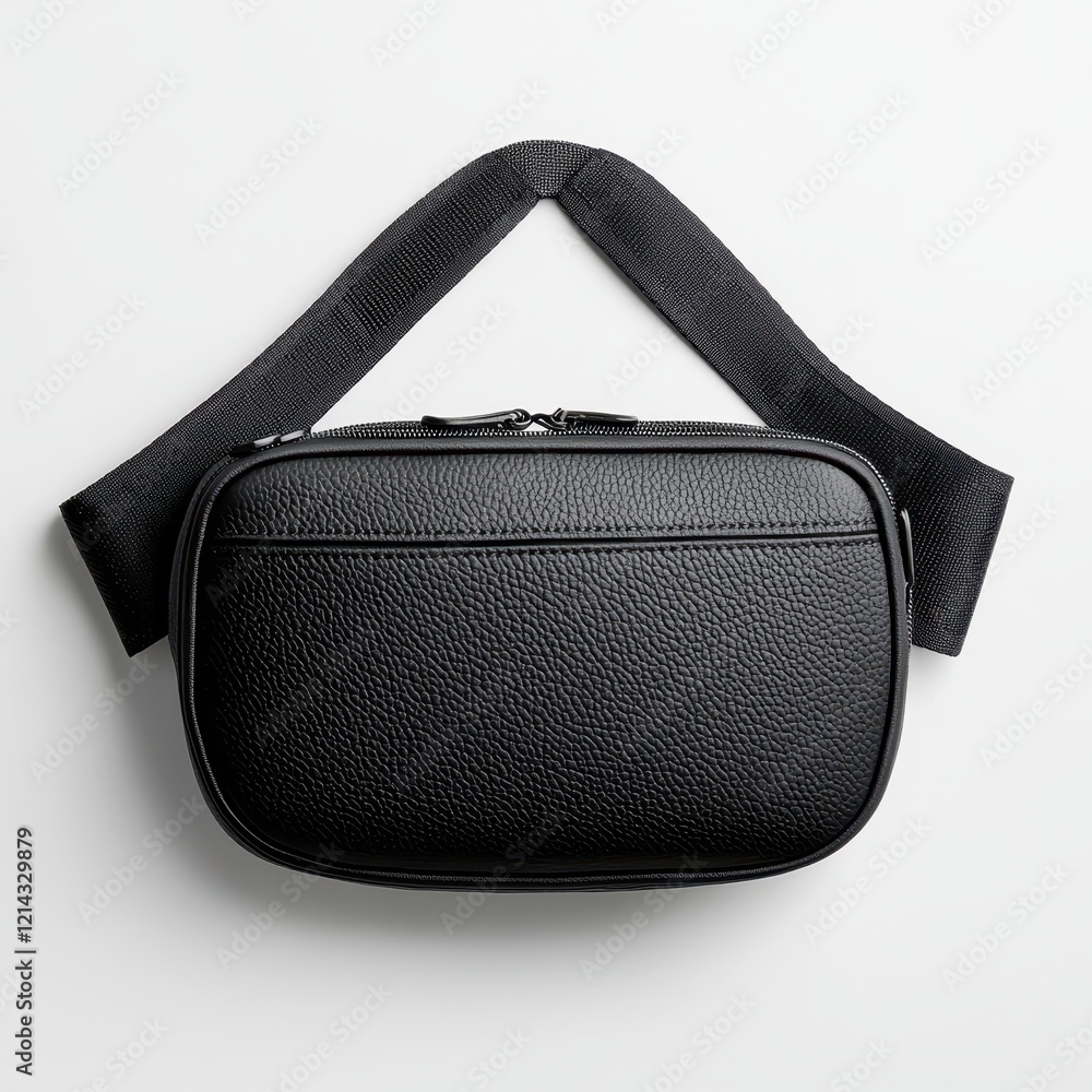 Naklejka premium Stylish Black Zippered Case with Adjustable Strap for Accessories