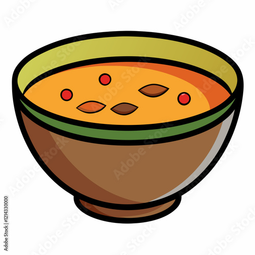 Delicious bowl of soup with spices and garnish presented simply