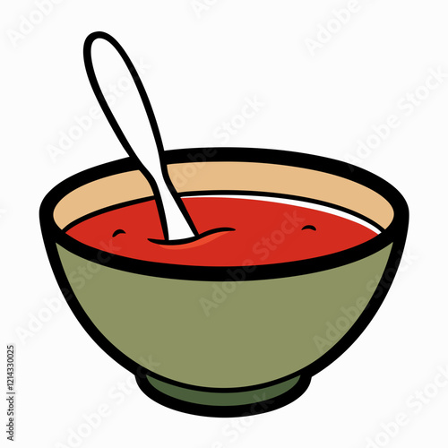 Bild auf Leinwand Warm bowl of soup with a spoon ready to be enjoyed