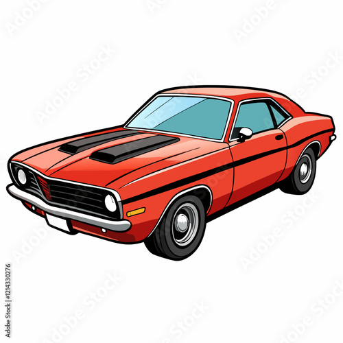 Classic retro muscle car design in bold orange color