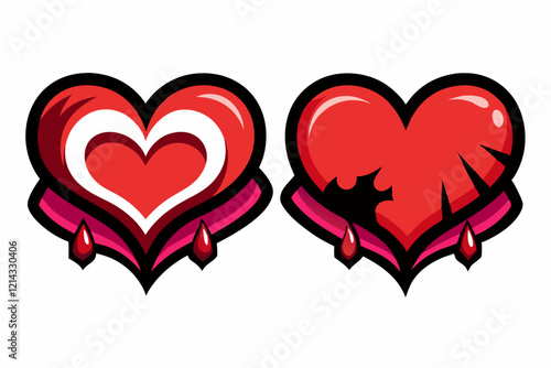 Heart icons in graffiti style showcasing love and emotion