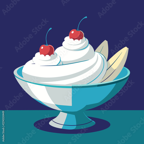 Savoring a classic banana split with cherries and cream