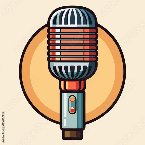Classic microphone design art with vintage style and bold colors
