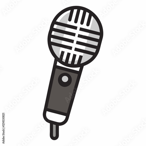 Outline of a microphone on a white background for design purposes