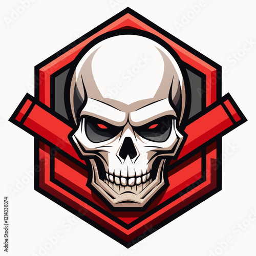 Skull and crossbones design with a bold, graphic outline