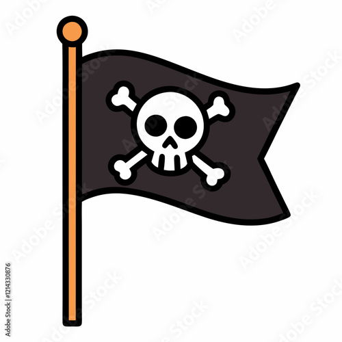 Pirate flag design featuring a skull and crossbones outline