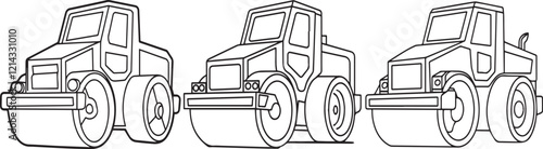 vector illustration of a steamroller with a clean line style. 