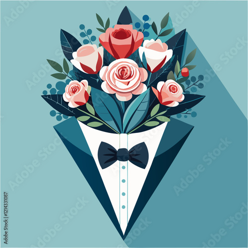 Elegant wedding bouquet design with roses and greenery