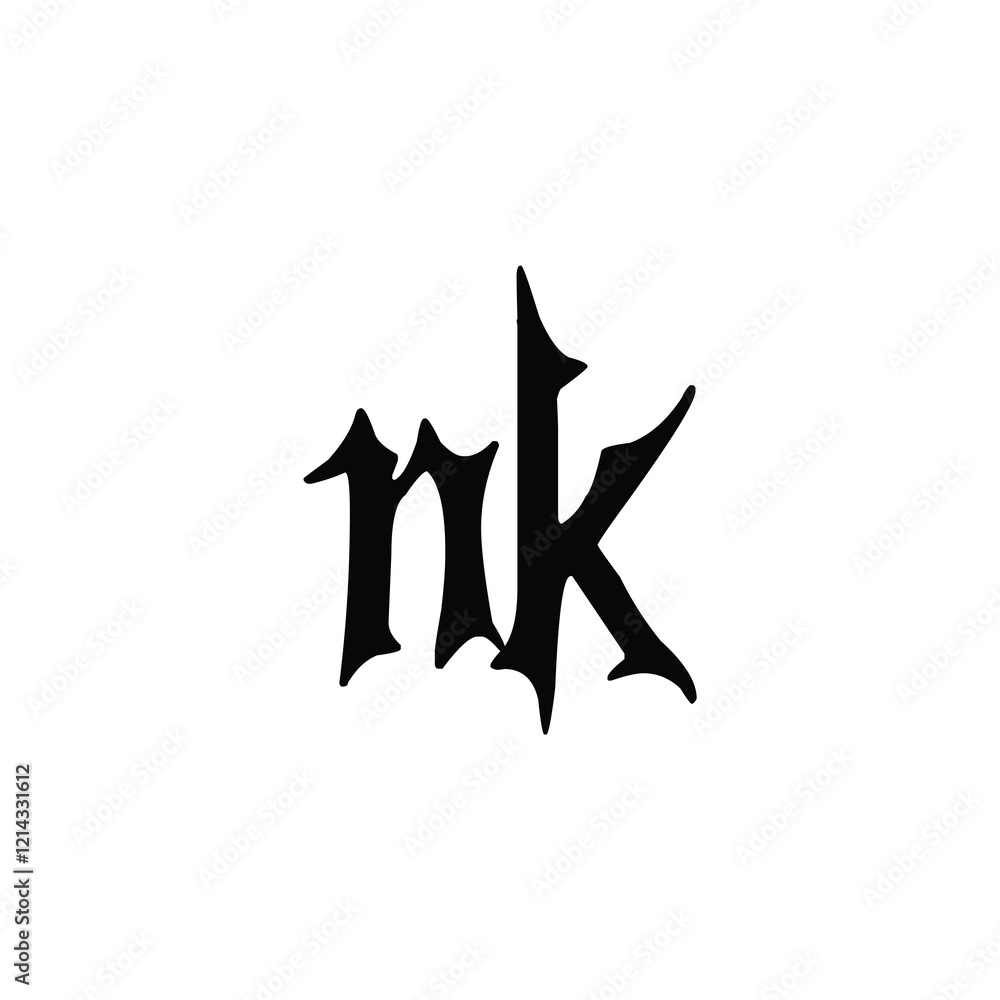 NK monogram logo design letter text name symbol monochrome logotype alphabet character simple logo NK monogram logo design letter text name symbol monochrome logotype alphabet character simple logo
