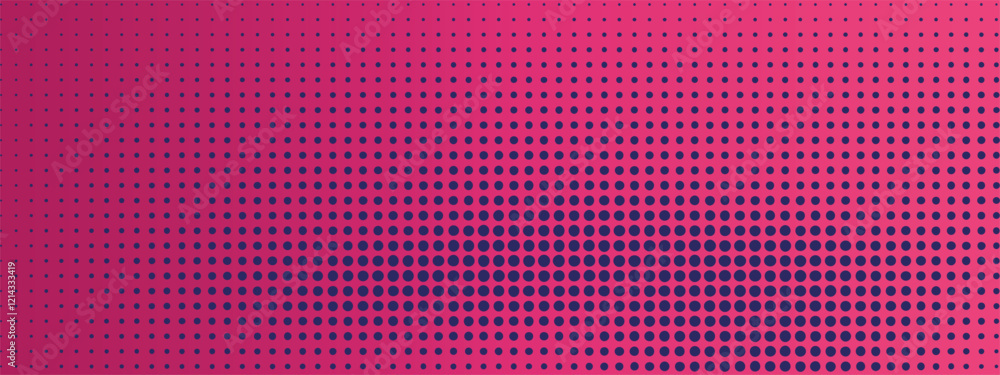 Pink and purple halftone polka dot gradient background. Doteed pixel texture overlay. Pop Art style backdrop. Cartoon or futuristic moving particle vector points. Pink and purple halftone polka dot gradient background. Doteed pixel texture overlay. Pop Art style backdrop. Cartoon or futuristic moving particle vector points.