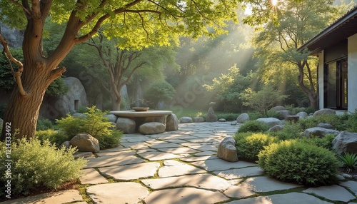 Serene Garden Wellness Landscape Zen Vibes Natural Harmony photo