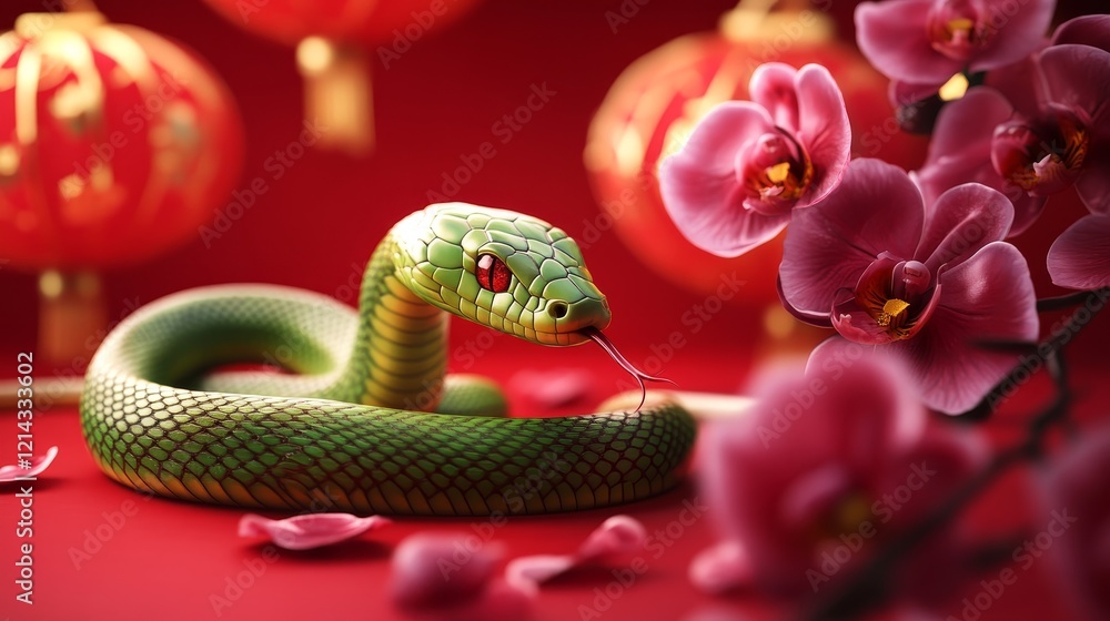 Fototapeta premium Cultural Significance of Snake Symbolism in Chinese New Year Celebrations