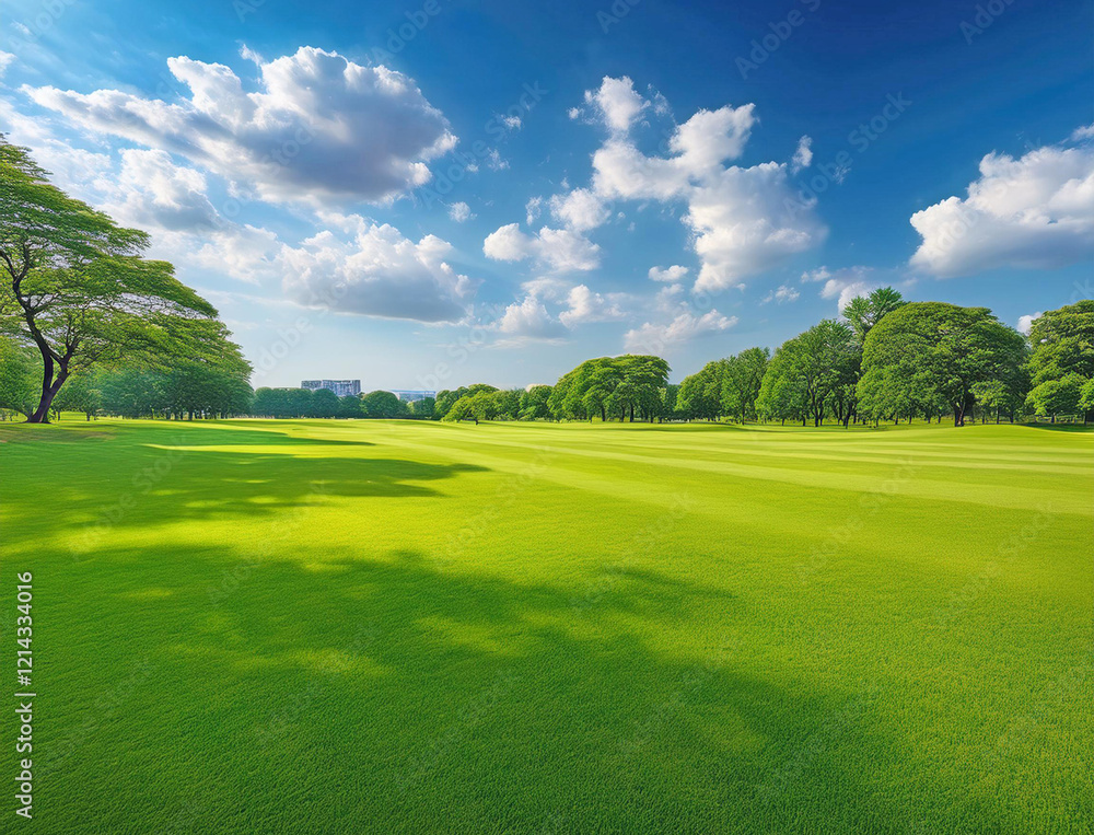 Obraz premium 芝生の公園と青空
