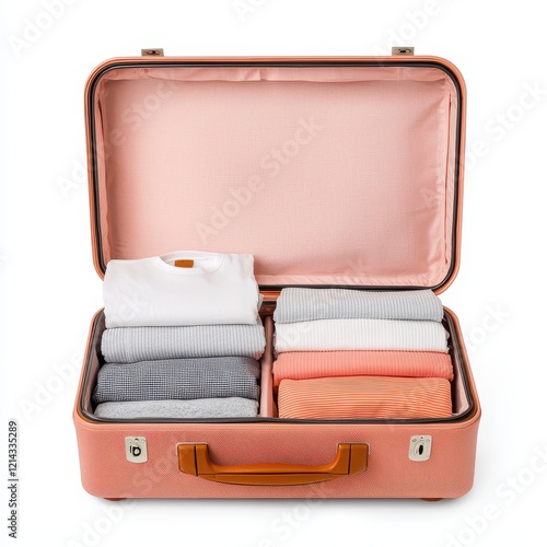 Neatly Packaged Clothes in Open Suitcase Ready for Travel