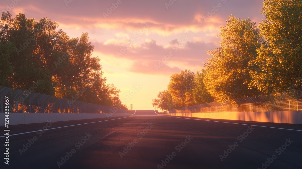 Fototapeta premium Sunset race track road.