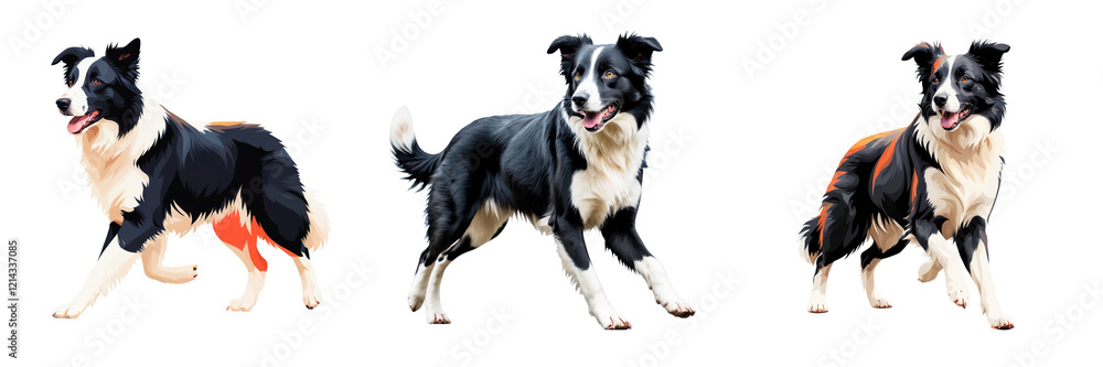 Trio of Playful Border Collies Captured in Motion Trio of Playful Border Collies Captured in Motion