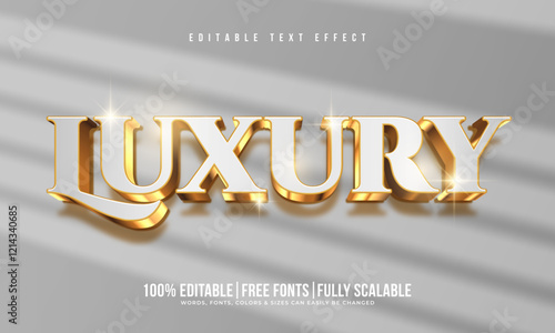 Editable luxury gold text effect, shiny metal 3d typography and glossy golden logo mockup with glitter, sparkle and shadow overlay background for social media business. Gold metallic letter web icon.
