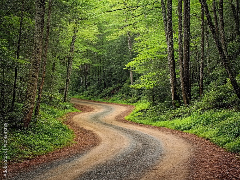Fototapeta premium Winding Forest Road, Appalachian Mountains, Scenic Drive, Nature, Travel