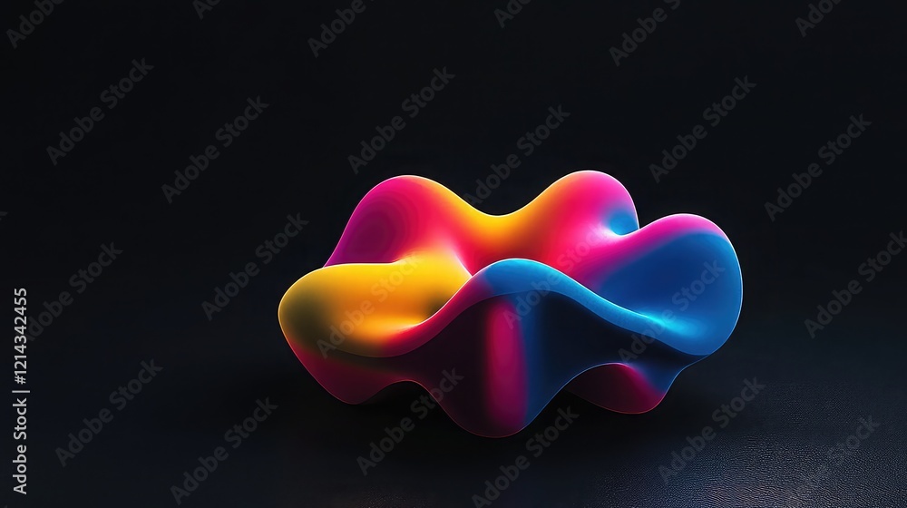 Explosive Colors on Darkness: An Abstract 3D Shape Rendered with Bold and Eye-Catching Contrasts Explosive Colors on Darkness: An Abstract 3D Shape Rendered with Bold and Eye-Catching Contrasts