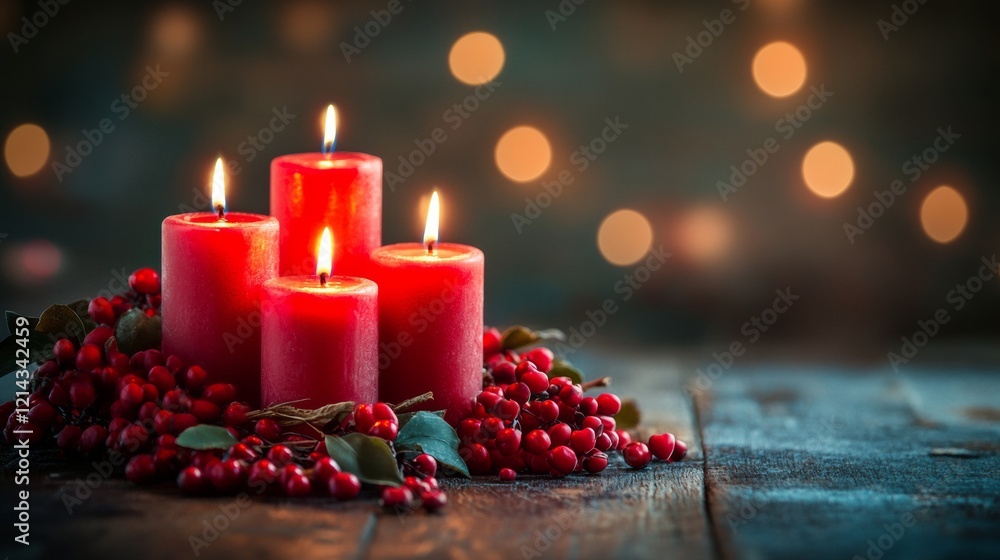 Valentine's Day greeting card with candles and a heart