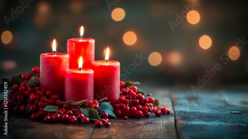 Obraz na płótnie Valentine's Day greeting card with candles and a heart w salonie