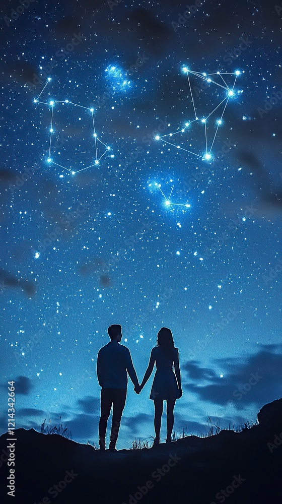 Couple Under a Starry Sky Holding Hands, Valentine’s Day, Valentine’s Day image Couple Under a Starry Sky Holding Hands, Valentine’s Day, Valentine’s Day image