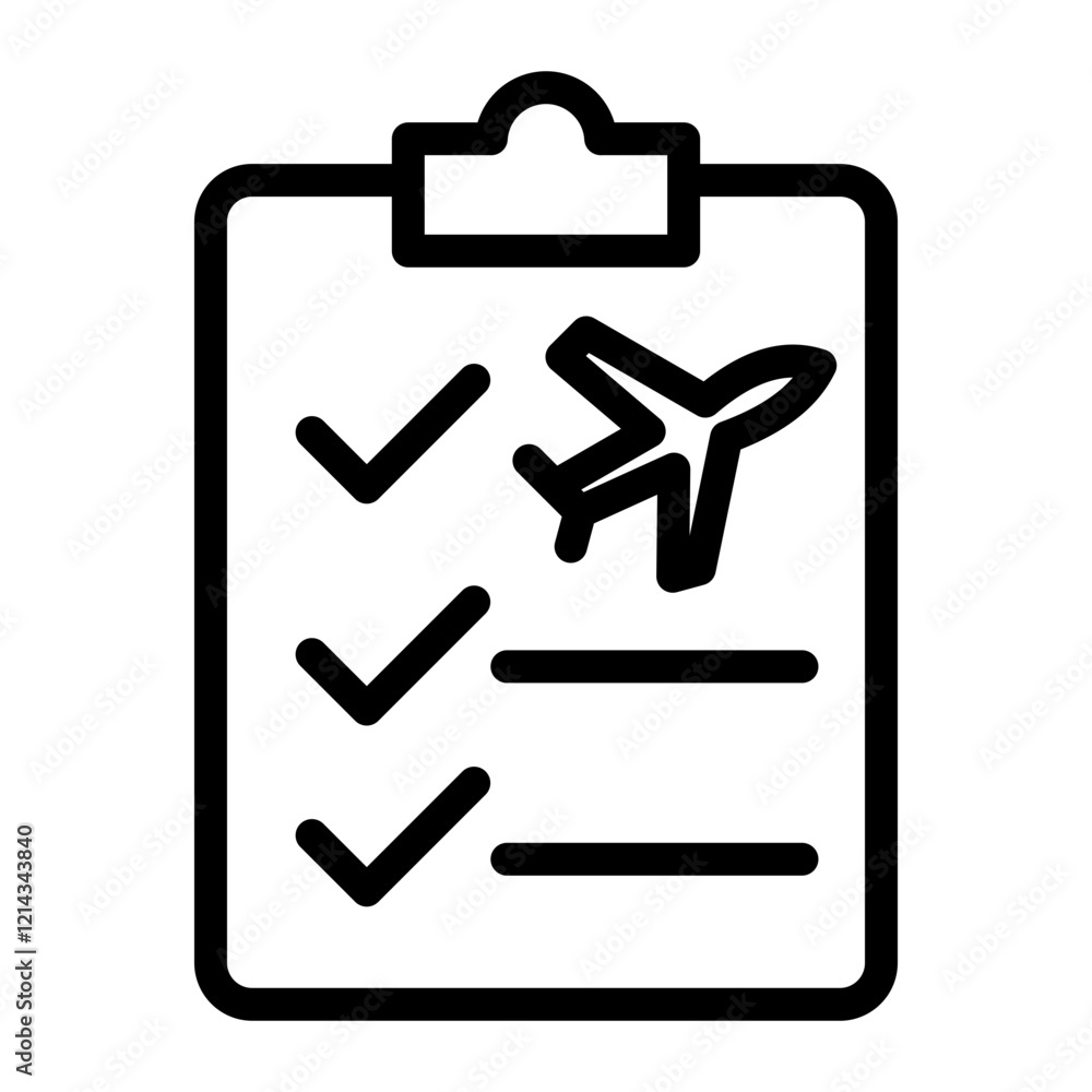 Flight Checklist Vector Design Icon Style Flight Checklist Vector Design Icon Style