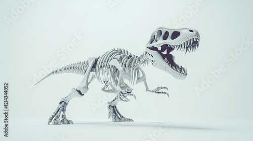 Awe-Inspiring 3D Render of a Tyrannosaurus Rex Skeleton, Perfect for Science Enthusiasts and Museum Displays photo