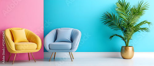 Wallpaper Mural Colorful furniture arrangement modern interior home decor vibrant environment interior design concept Torontodigital.ca