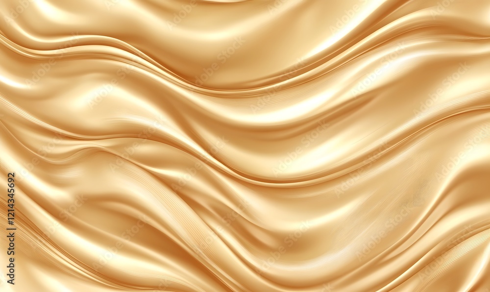 Fototapeta premium Golden silk waves flowing, abstract background, luxury texture, design element