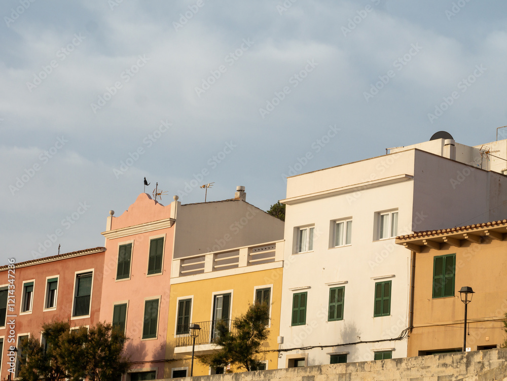 Traditional houses in the town of Es Catell, located on the island of Menorca, Spain. Traditional houses in the town of Es Catell, located on the island of Menorca, Spain.