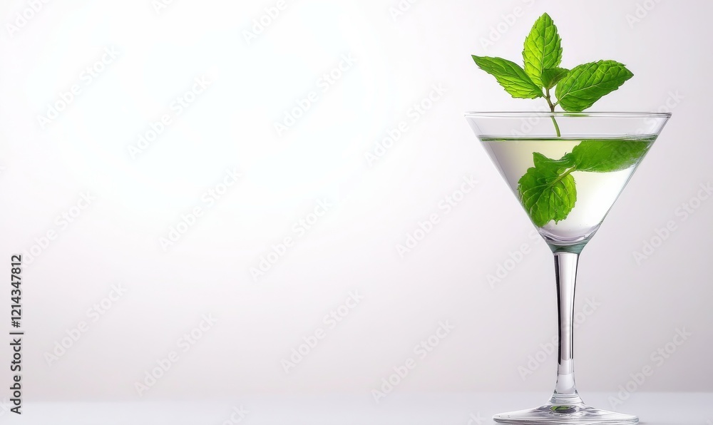 Cocktail of mint in isolated glass on white background with shallow depth of field Cocktail of mint in isolated glass on white background with shallow depth of field