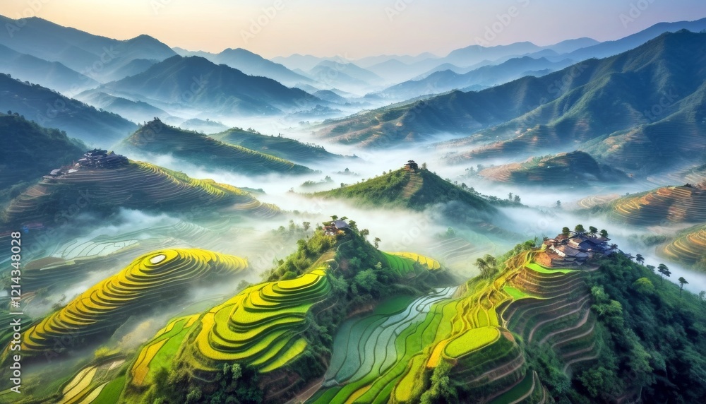 Obraz premium Valley Nature Outdoors Landscape Calm Tranquil Aerial View Picturesque