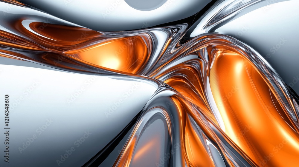 Abstract Metallic Swirls Orange Silver Background Abstract Metallic Swirls Orange Silver Background