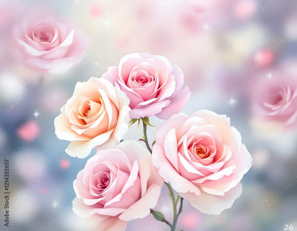 Elegant Bouquet of Pink Roses in a Dreamy Setting Elegant Bouquet of Pink Roses in a Dreamy Setting