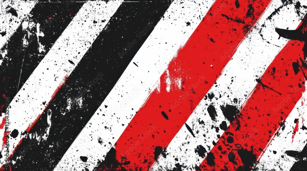 Fototapeta premium Abstract Red, Black, and White Diagonal Stripes Grunge Texture