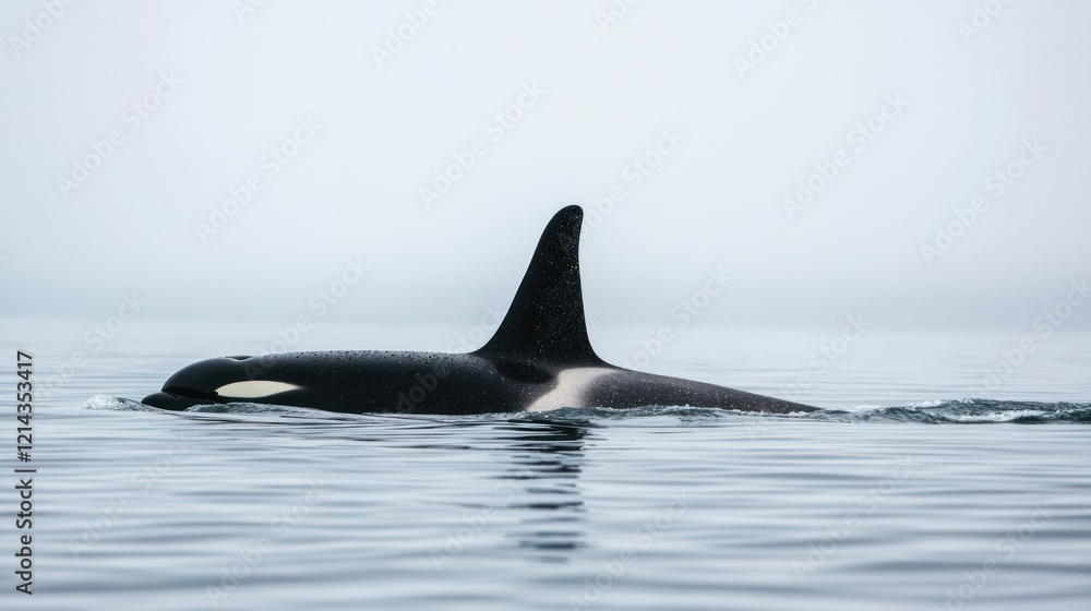 Fototapeta premium An orca swimming with its pod in the ocean.
