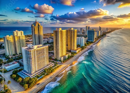 Hollywood Beach Florida Aerial Skyscrapers Coastline Drone Photography photo