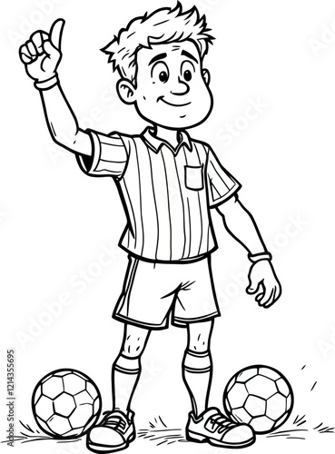 Soccer referee gesturing thumbs up signalling goal or fair play during match