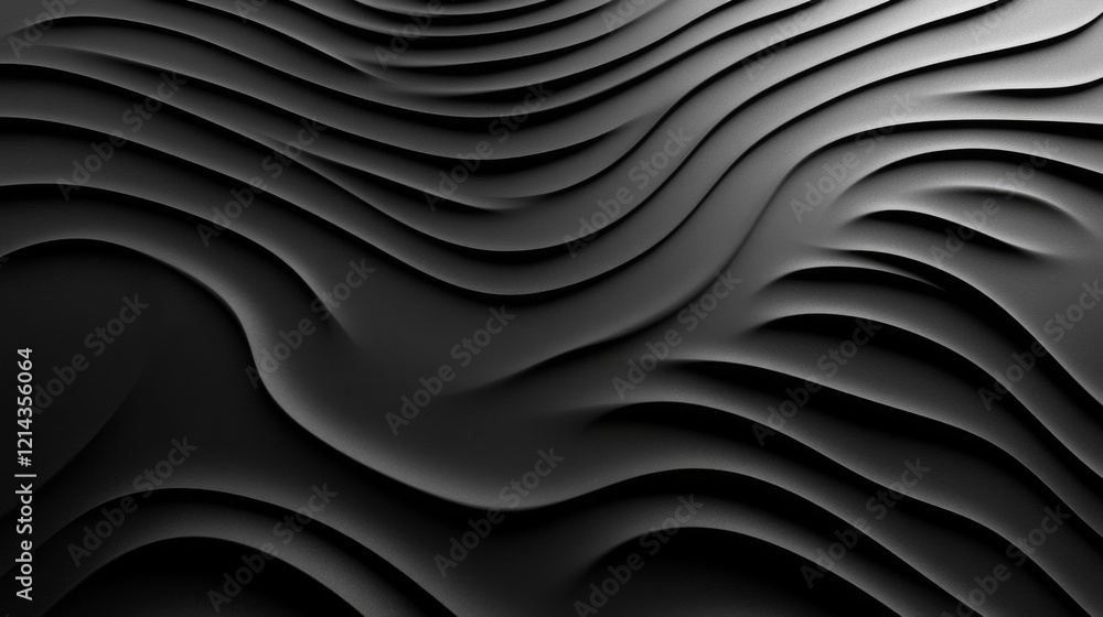 Fototapeta premium Abstract Dark Gray Wavy Lines Background Texture