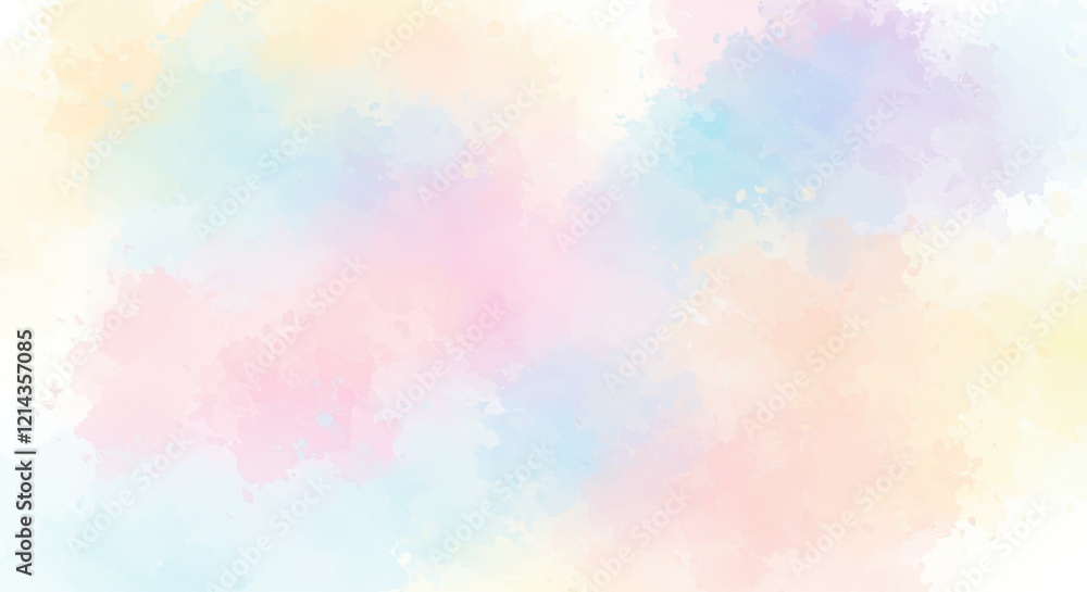 An abstract pattern featuring soft watercolour splashes in pastel pinks, blues, and yellows. An abstract pattern featuring soft watercolour splashes in pastel pinks, blues, and yellows.