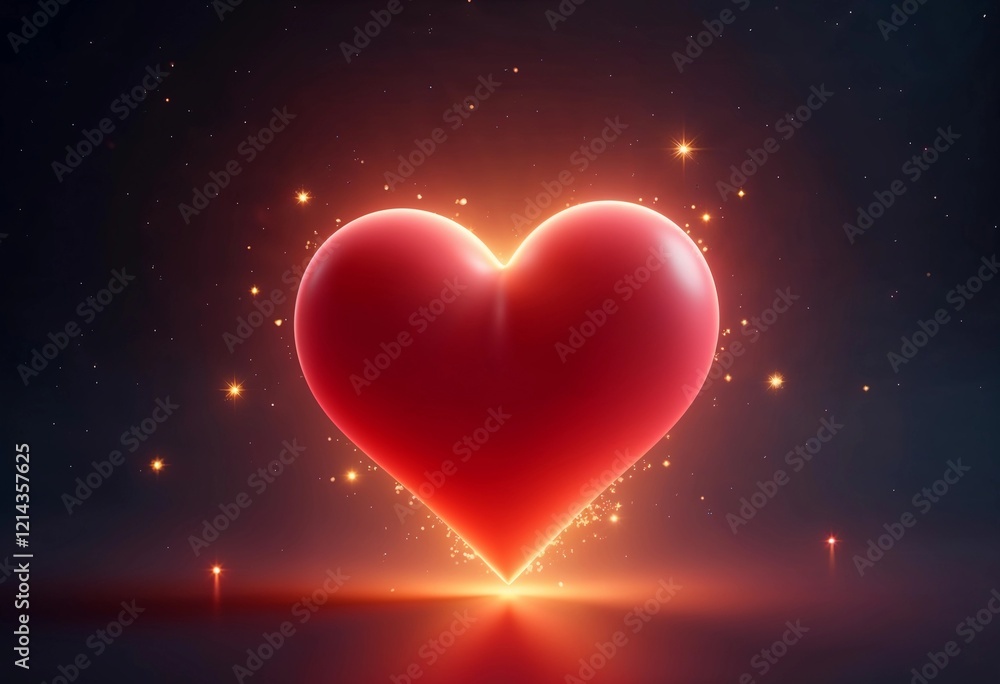 Vibrant Glowing Heart Radiating Warmth and Love in a Magical Atmosphere. Generative AI Vibrant Glowing Heart Radiating Warmth and Love in a Magical Atmosphere. Generative AI