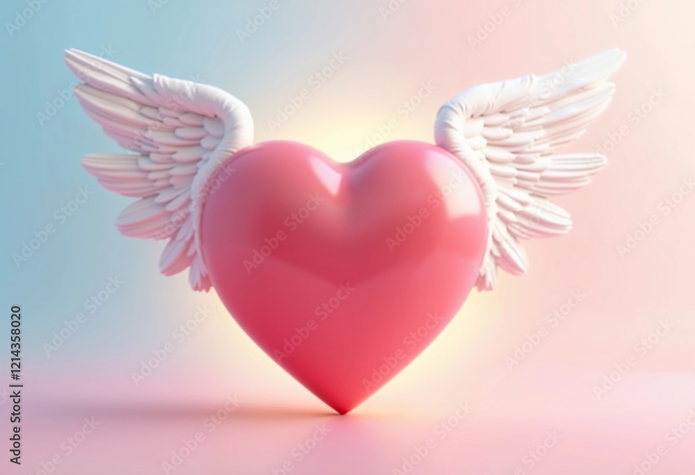 Heart With Wings Symbolizes Love and Freedom in a Dreamy Pastel Background. Generative AI Heart With Wings Symbolizes Love and Freedom in a Dreamy Pastel Background. Generative AI