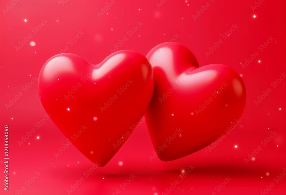 Two Vibrant Red Hearts Symbolizing Love and Affection on a Bright Backdrop. Generative AI Two Vibrant Red Hearts Symbolizing Love and Affection on a Bright Backdrop. Generative AI