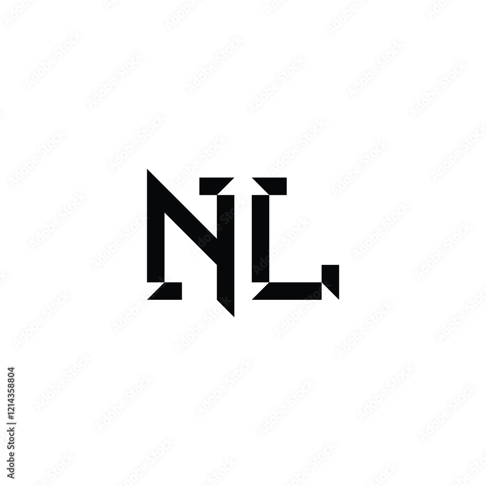 Fototapeta premium NL monogram logo design letter text name symbol monochrome logotype alphabet character simple logo