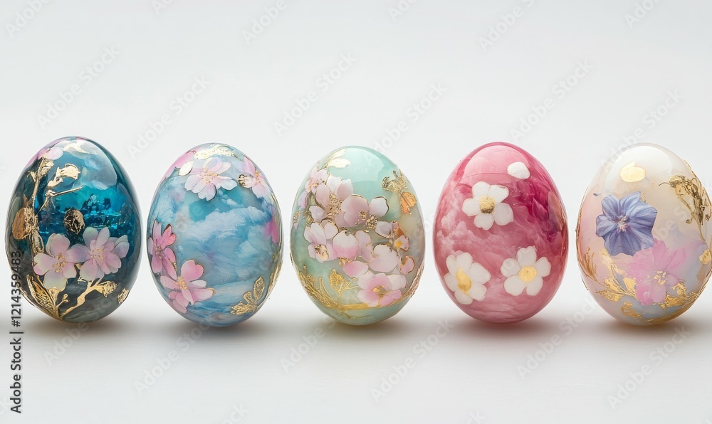 Colorful Easter eggs with spring blossom flowers Colorful Easter eggs with spring blossom flowers